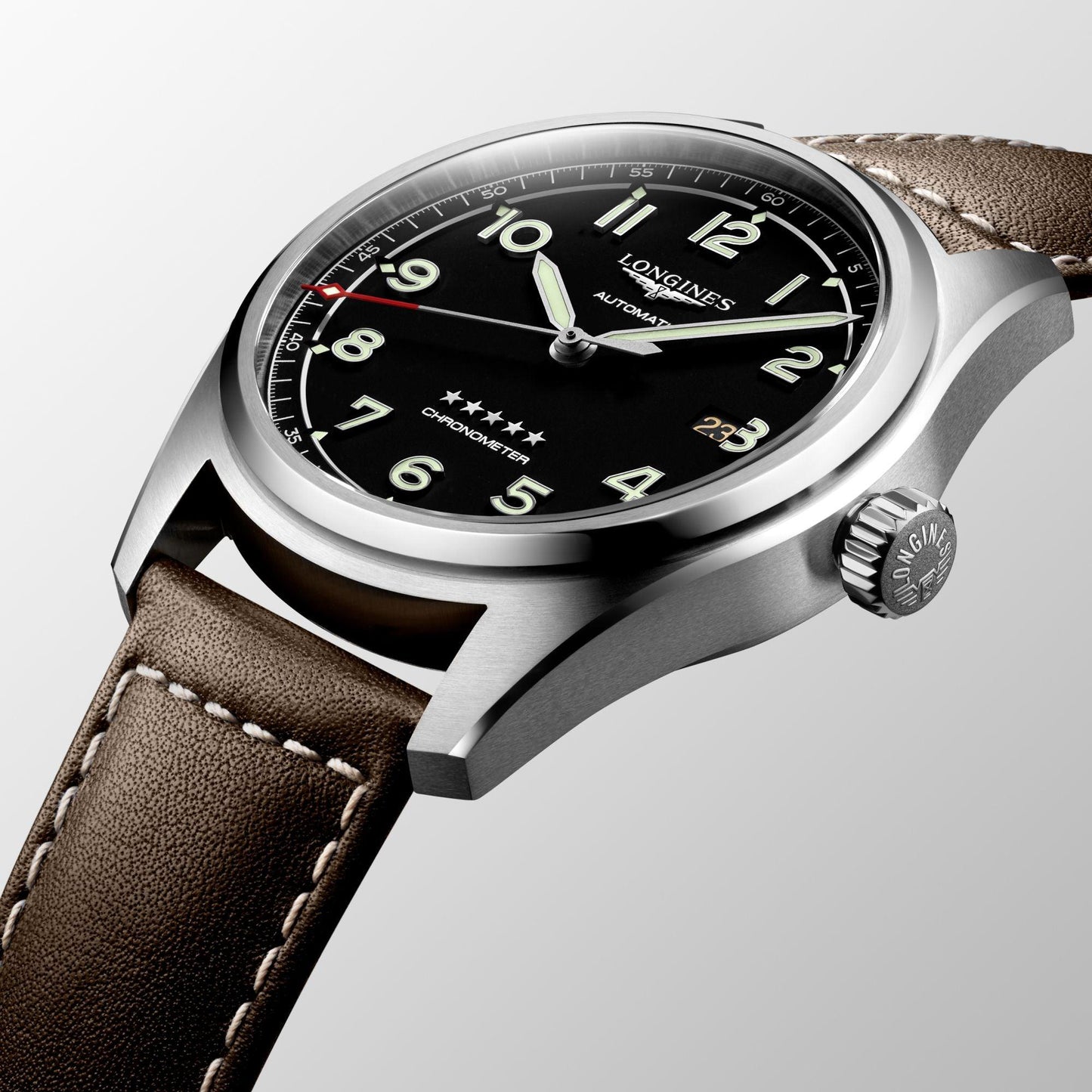 Longines Spirit 42mm svart automatisk stålklocka L3.811.4.53.0