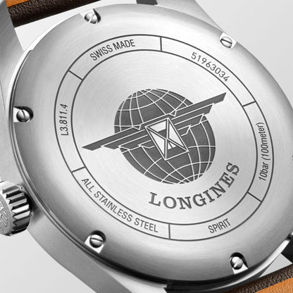 Longines Spirit 42mm svart automatisk stålklocka L3.811.4.53.0