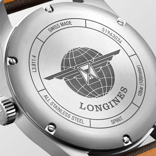 Longines Spirit 42mm svart automatisk stålklocka L3.811.4.53.0