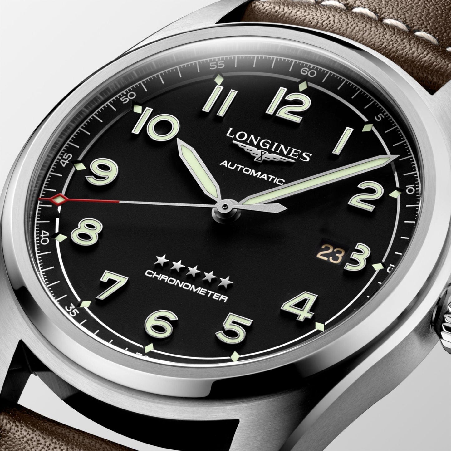Longines Spirit 42mm svart automatisk stålklocka L3.811.4.53.0