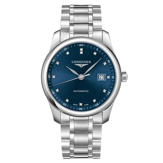 Longines Master Collection automatisk klocka 40 mm blå urtavla diamanter L2.793.4.97.6