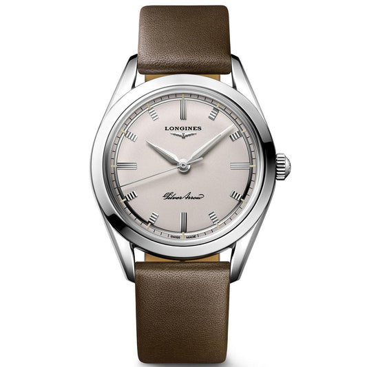 Longines orologio Silver Arrow 38,5mm argento automatico acciaio L2.834.4.72.2