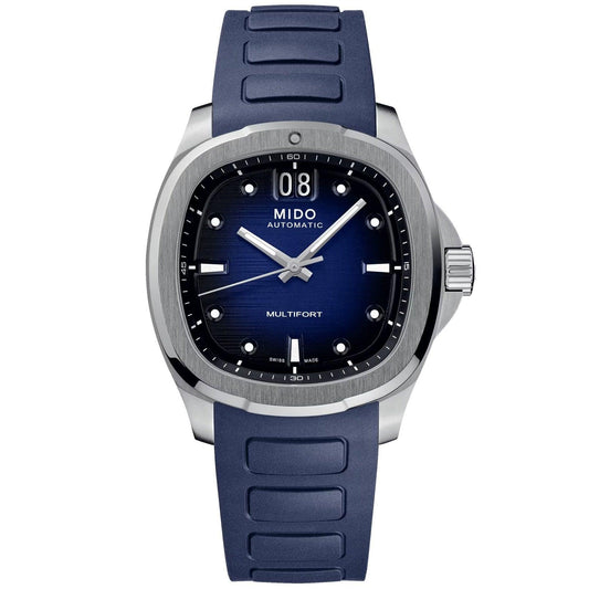 Mido Multifort TV Big Date 40x39.2mm blå automatisk stålklocka M049.526.17.041.00