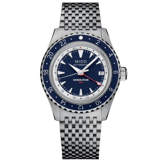 Mido Ocean Star GMT Special Edition 40 mm blå automatisk stålklocka M026.829.18.041.00