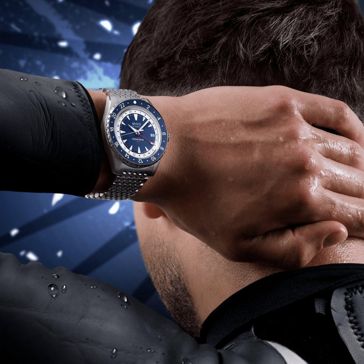 Mido Ocean Star GMT Special Edition 40 mm blå automatisk stålklocka M026.829.18.041.00