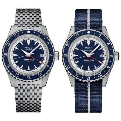 Mido Ocean Star GMT Special Edition 40 mm blå automatisk stålklocka M026.829.18.041.00
