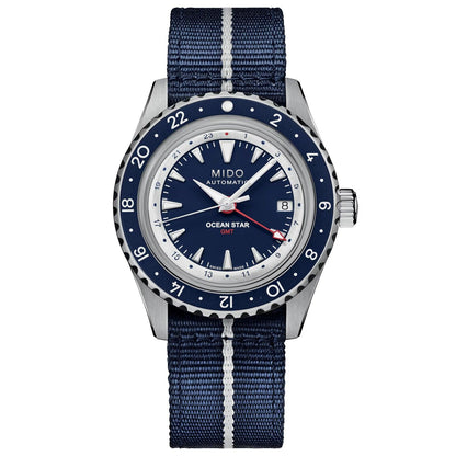 Mido Ocean Star GMT Special Edition 40 mm blå automatisk stålklocka M026.829.18.041.00