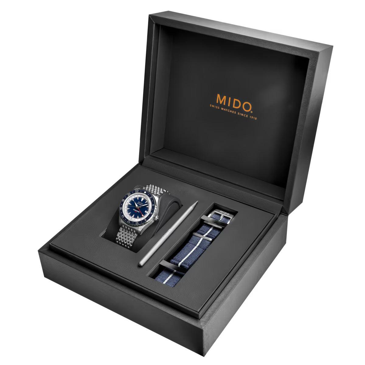 Mido Ocean Star GMT Special Edition 40 mm blå automatisk stålklocka M026.829.18.041.00
