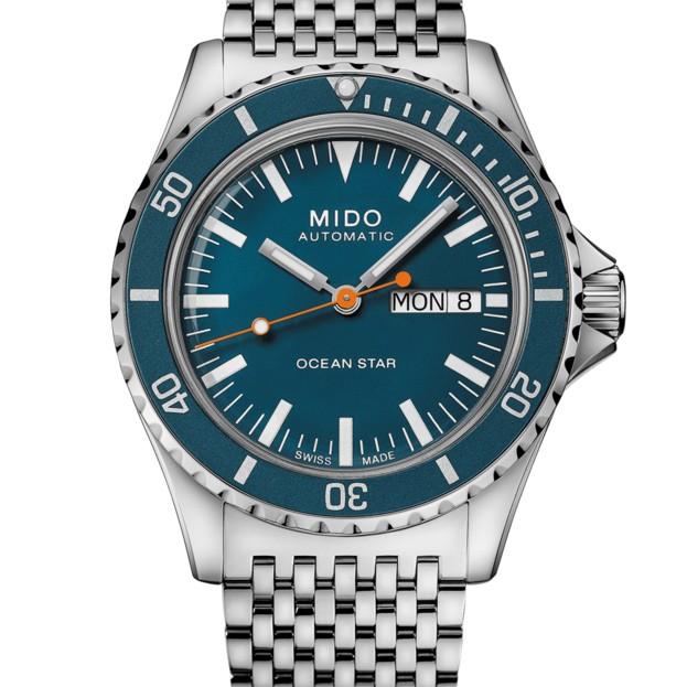 Mido Ocean Star Tribute Blå 41mm Automatisk Specialutgåva 75-årsjubileumsklocka med dubbelt armband M026.830.11.041.00
