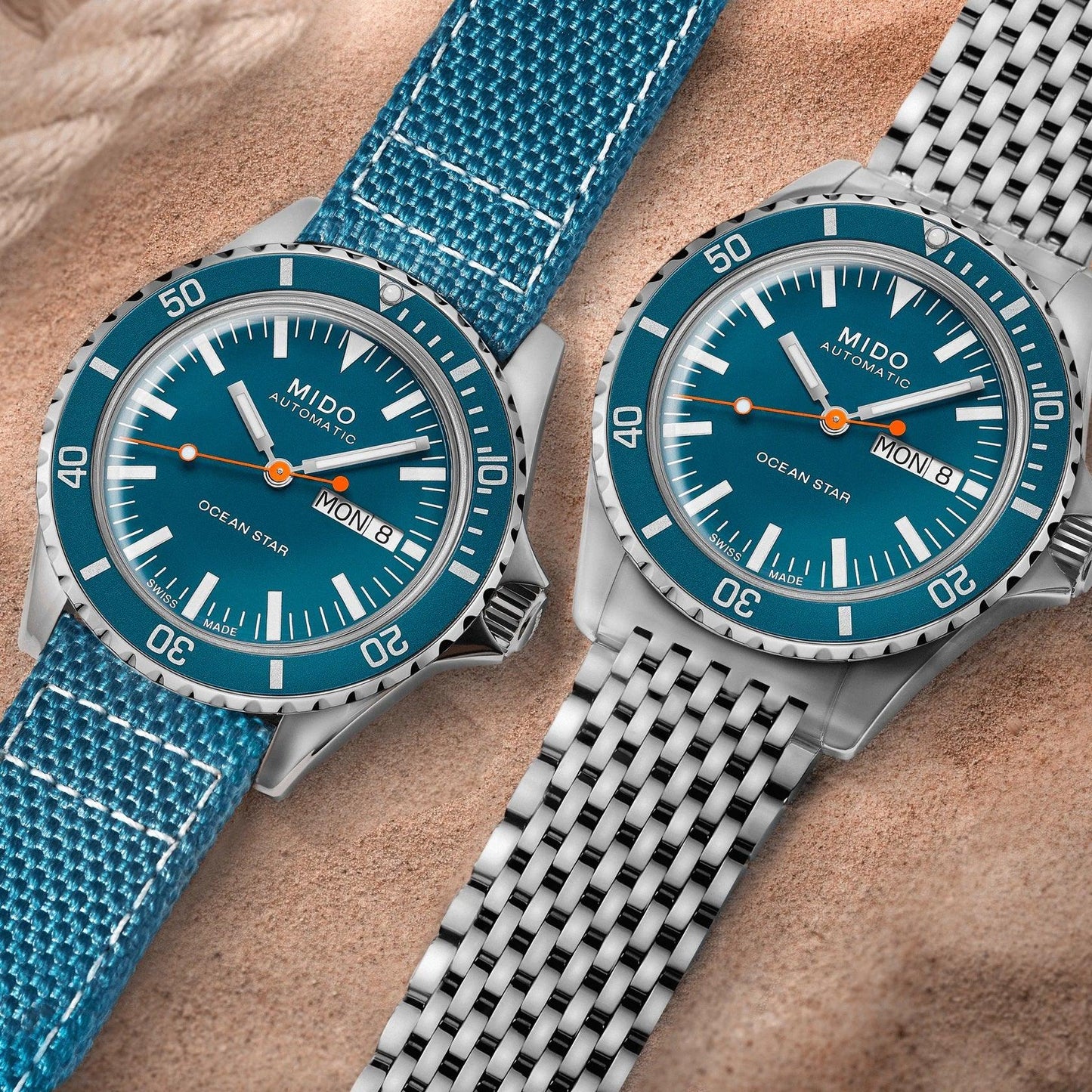 Mido Ocean Star Tribute Blå 41mm Automatisk Specialutgåva 75-årsjubileumsklocka med dubbelt armband M026.830.11.041.00
