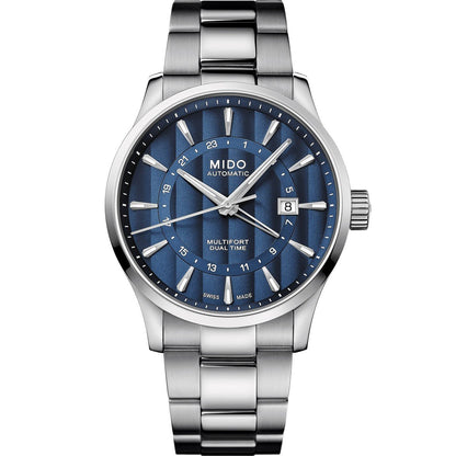 Mido Multifort Dual Time GMT 42mm Kaliber 80 Automatisk Stål Herrklocka M038.429.11.041.00