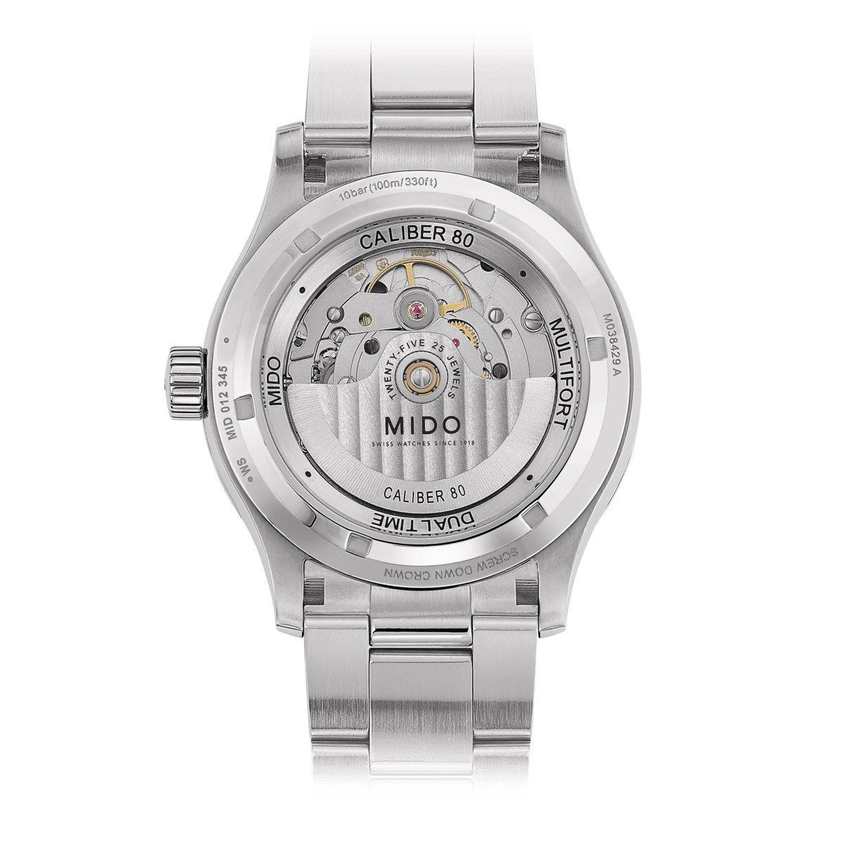 Mido Multifort Dual Time GMT 42mm Kaliber 80 Automatisk Stål Herrklocka M038.429.11.041.00