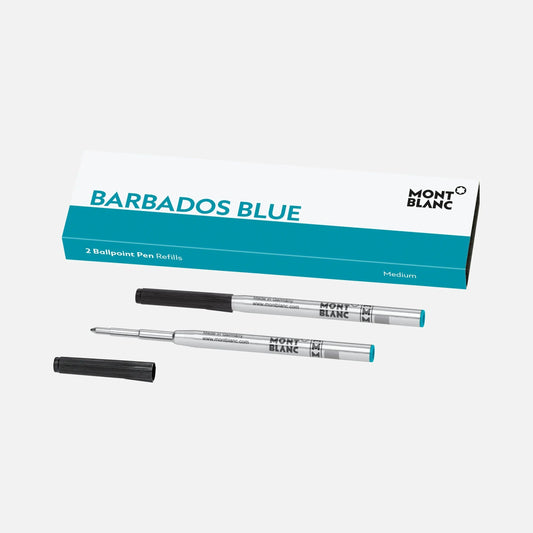 Montblanc 2 Kulspetspennor med refill (M) Barbadosblå (Karibisk blå) 128219