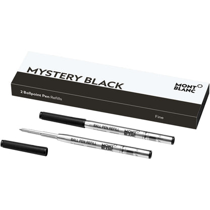 Montblanc 2 Kulspetspennor med F-spets, Mystery Black, svart 116189