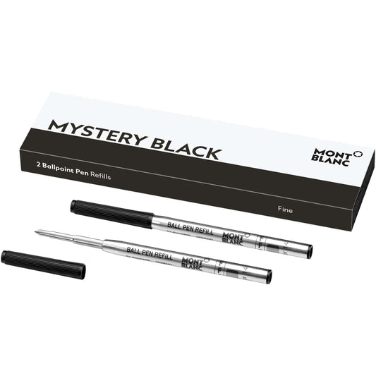 Montblanc 2 Kulspetspennor med F-spets, Mystery Black, svart 116189