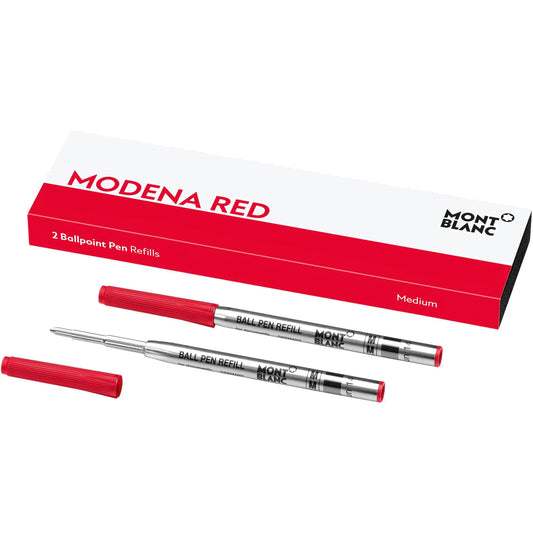Montblanc 2 kulspetspennor med M-spets, röd Modena 128216