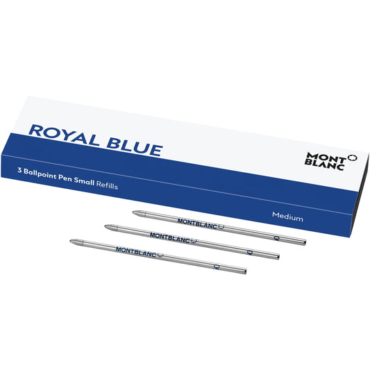 Montblanc 3 små kulspetspennor, refill, kungblå 128223