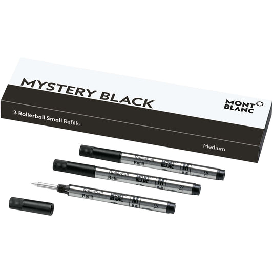 Montblanc 3 små refiller till rollerballpenna M-spets Mystery Black svart 128240