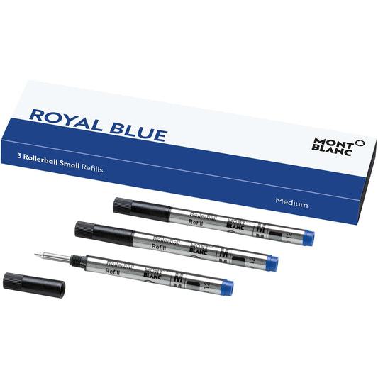 Montblanc 3 små rollerball-refiller M Royal Blue 128241