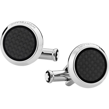 Montblanc Extreme 2.0 Runda Manschettknappar i Stål med Kolfibereffekt Texturerad Insats 124295