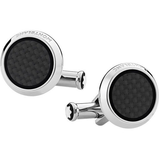 Montblanc Extreme 2.0 Runda Manschettknappar i Stål med Kolfibereffekt Texturerad Insats 124295