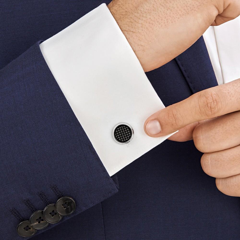 Montblanc Extreme 2.0 Runda Manschettknappar i Stål med Kolfibereffekt Texturerad Insats 124295