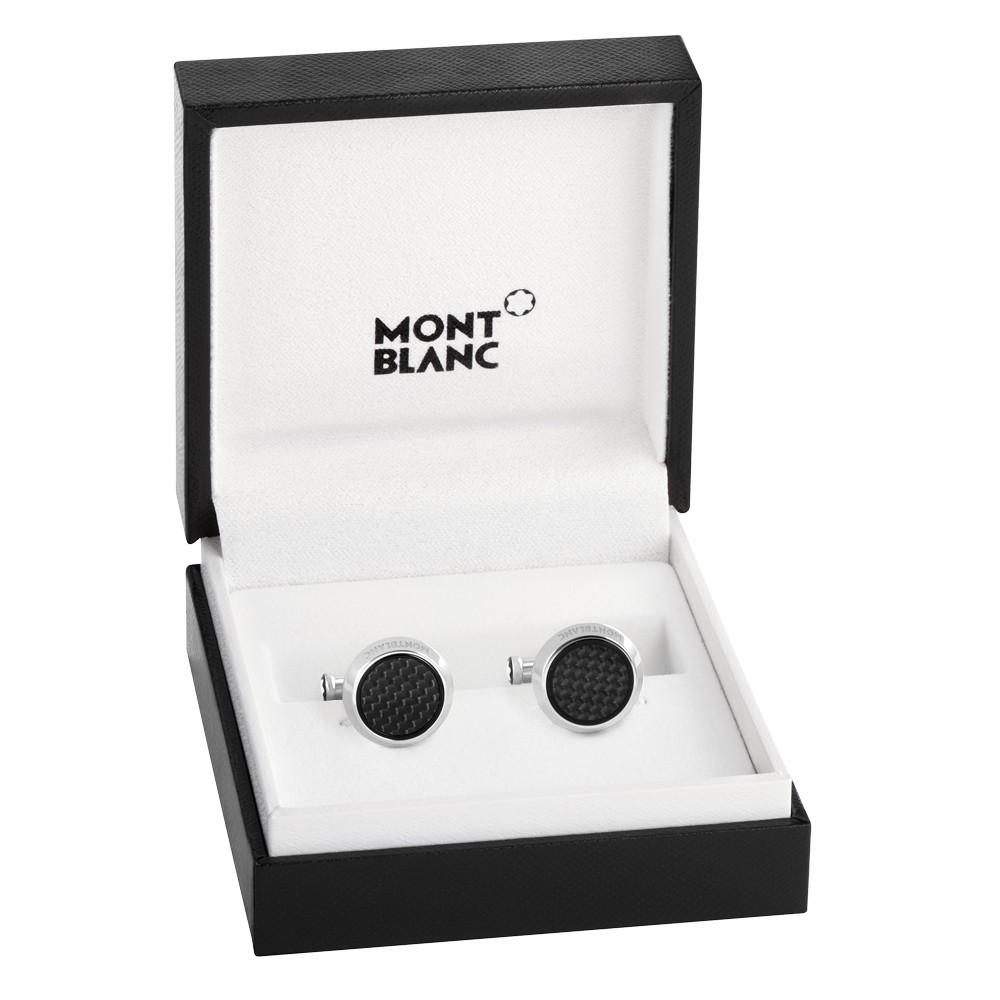 Montblanc Extreme 2.0 Runda Manschettknappar i Stål med Kolfibereffekt Texturerad Insats 124295
