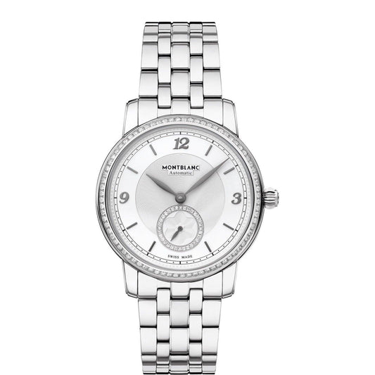 Montblanc Star Legacy Small Second 36mm Silver Diamond Automatic Steel Watch 118507