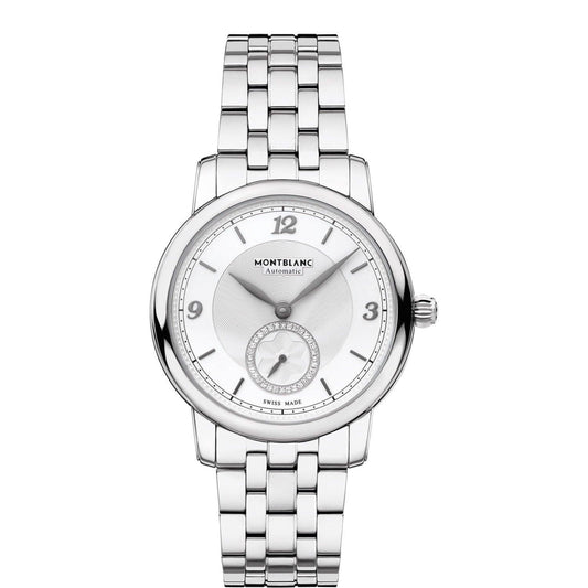 Montblanc orologio Star Legacy Small Second 36mm argento diamanti automatico acciaio 118511