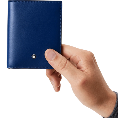 Montblanc portafoglio compatto 6 scomparti Meisterstück nero/blu 129678
