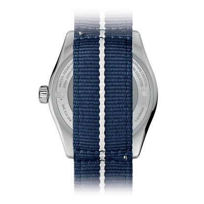 Mido orologio ocean star gmt edizione speciale con cinturino in nylon blu con fascia bianca e cassa acciaio
