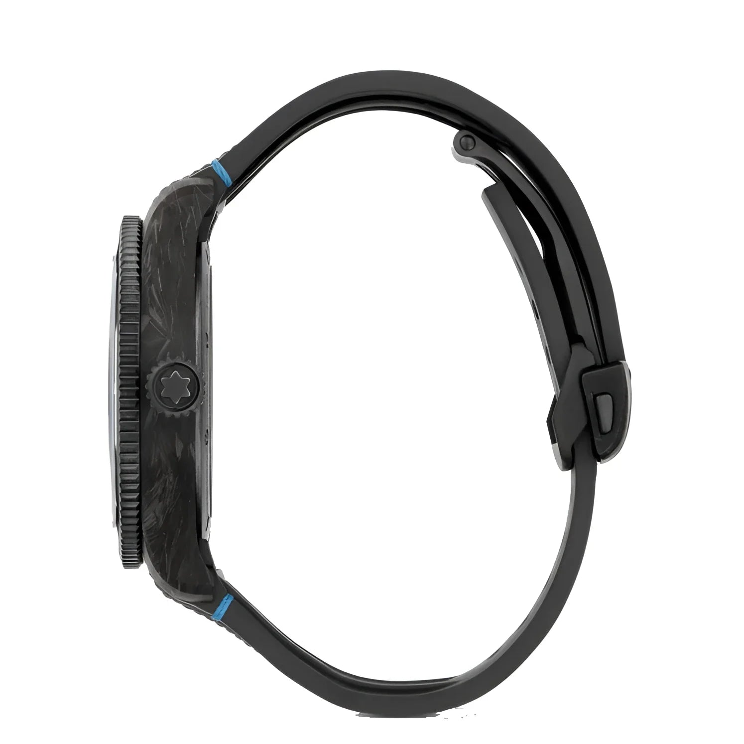 Orologio montblanc geosphere carbo₂ edizione limitata 43mm nero fibra di carbonio con cuciture blu sul cinturino