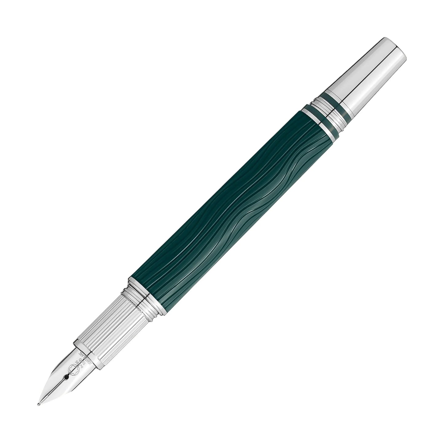 Montblanc stilografica starwalker polargreen doué punta m 132906 verde scuro con finitura platino e impugnatura ondulata