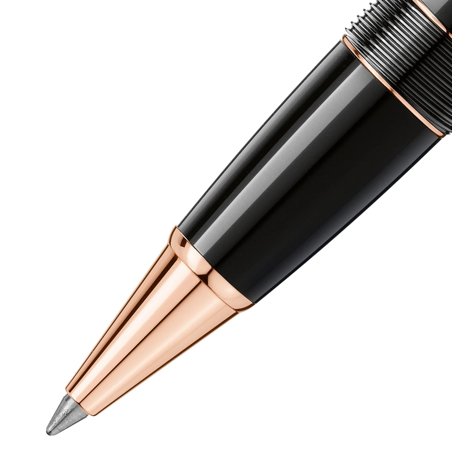Montblanc roller meisterstück gold-coated legrand penna rollerball nero e oro rosa con finitura lucida elegante