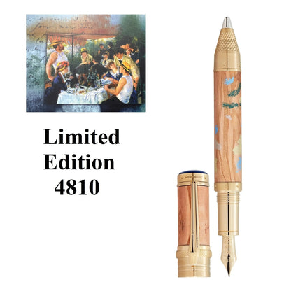 Montblanc stilografica masters of art con serbatoio in legno dorato e finitura artistica ispirata a pierre-auguste renoir