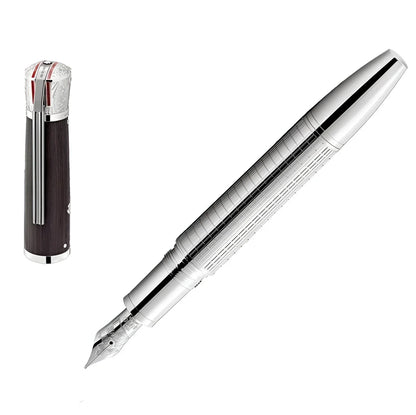 Penna stilografica montblanc stilografica great characters james dean argento con impugnatura in legno scuro e incisioni raffinate