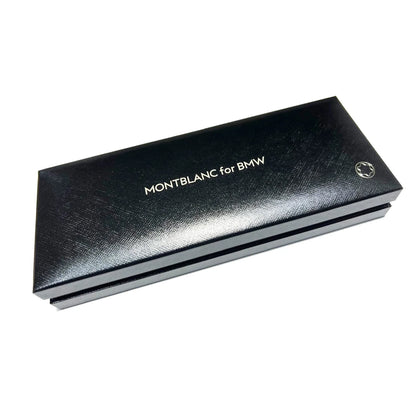 Scatola in pelle nera con texture montblanc stilografica meisterstück bmw punta m special edizione limitata