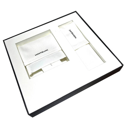 Montblanc set sfera con sfera e portacarte di credito 6cc meisterstuck nera in elegante confezione bianca e nera