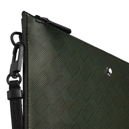 Montblanc pochette Extreme 3.0 kaki in tessuto verde oliva con trim in pelle nera e logo Montblanc argento elegante compagna