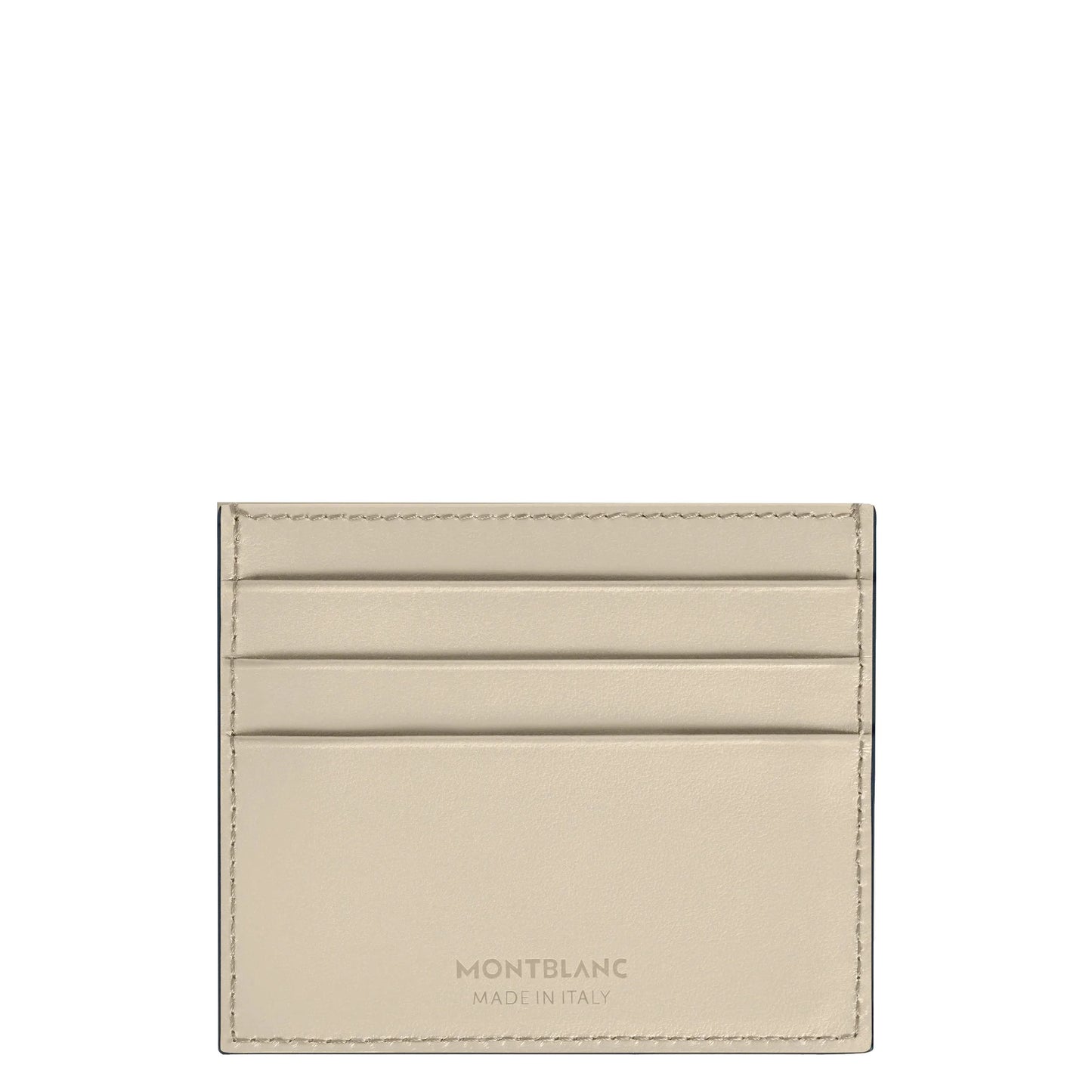 Beige leather porta carte meisterstück with four horizontal slots and matching stitching in beige nuvolato finish