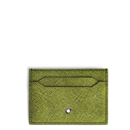 Montblanc porta carte in pelle stampa saffiano multi lime con emblema stella argento e cinque scomparti