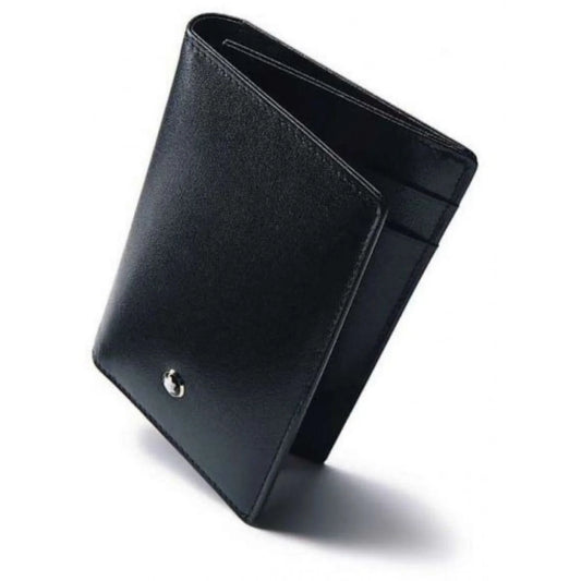 Porta carte montblanc meisterstück nero in pelle con emblem argento e quattro scomparti modello 198321