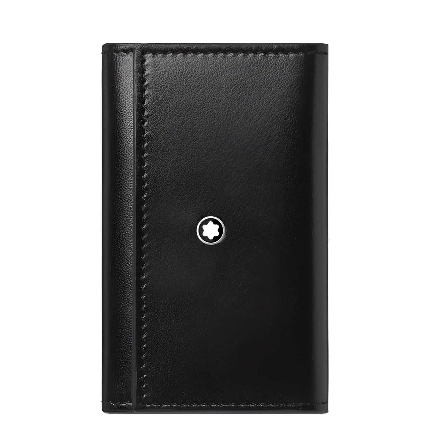 Astuccio portachiavi meisterstück nero in pelle con emblem montblanc argentato centrale modello 198346