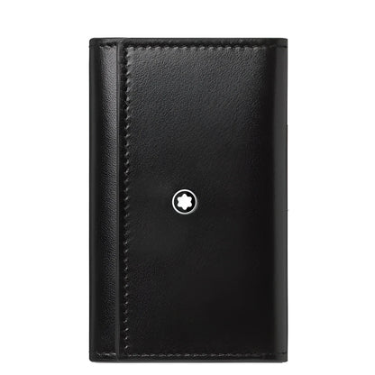 Astuccio portachiavi meisterstück nero in pelle con emblem montblanc argentato centrale modello 198346
