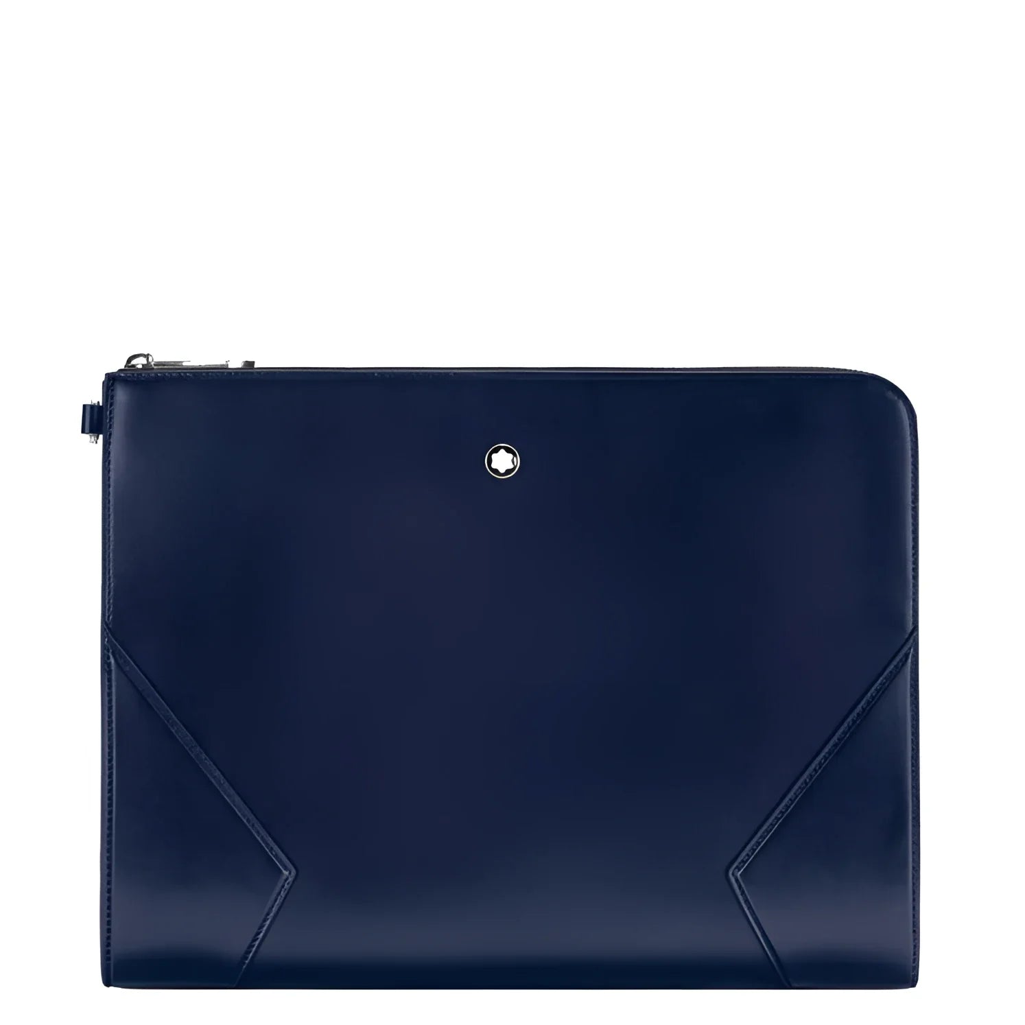 Portadocumenti Meisterstück blu inchiostro in pelle navy con logo argentato e cuciture diagonali perfetto compagno
