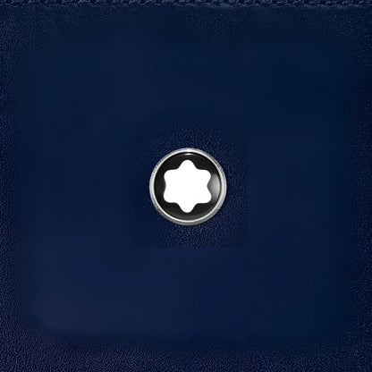 Portadocumenti meisterstück montblanc blu inchiostro in pelle scamosciata blu navy con emblem centrale silver perfetto compagno