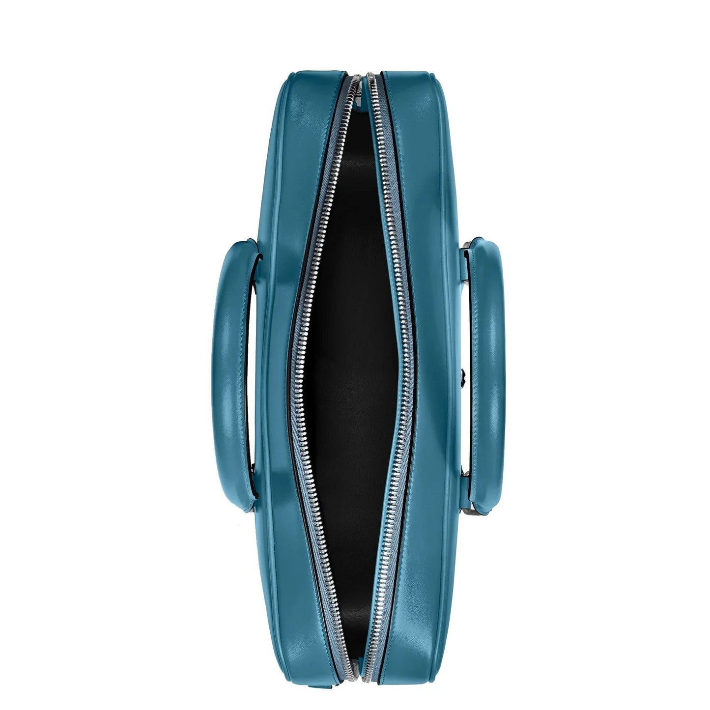 Portadocumenti meisterstück montageblanc in pelle blu fumé con cerniera argento e manici arrotondati in pelle teal