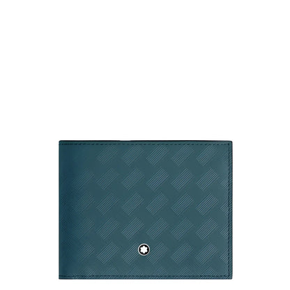 Montblanc portafoglio extreme 3.0 blu avio con texture diamantata e emblem centrale in argento