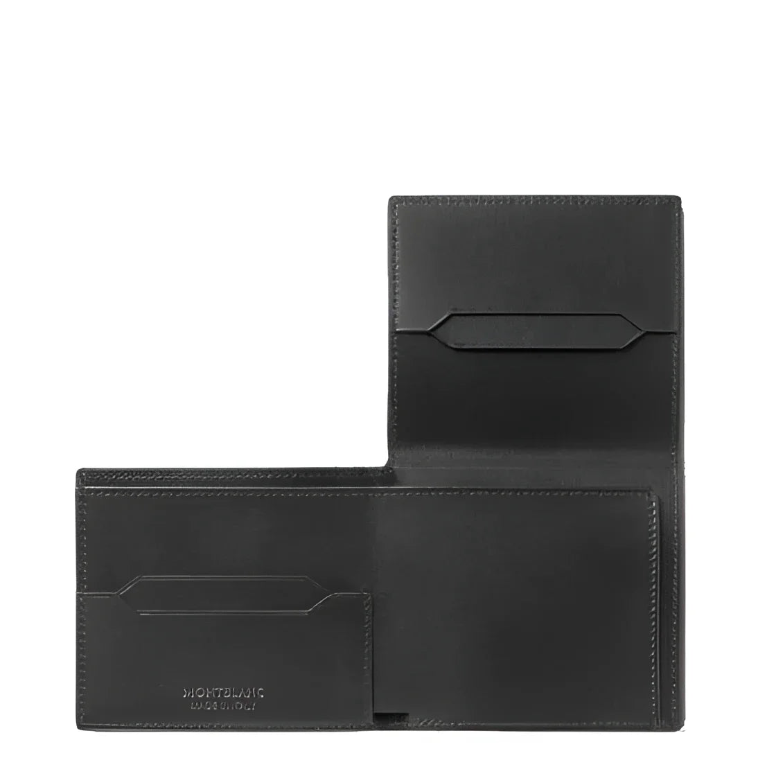 Portafoglio montblanc sottile trio nero in pelle con design minimalista e cuciture sottili, modello 198145