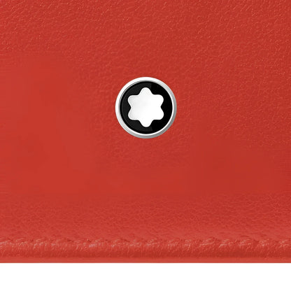 Portafoglio montblanc soft red in raffinata pelle morbida con emblematico simbolo circolare montblanc rosso
